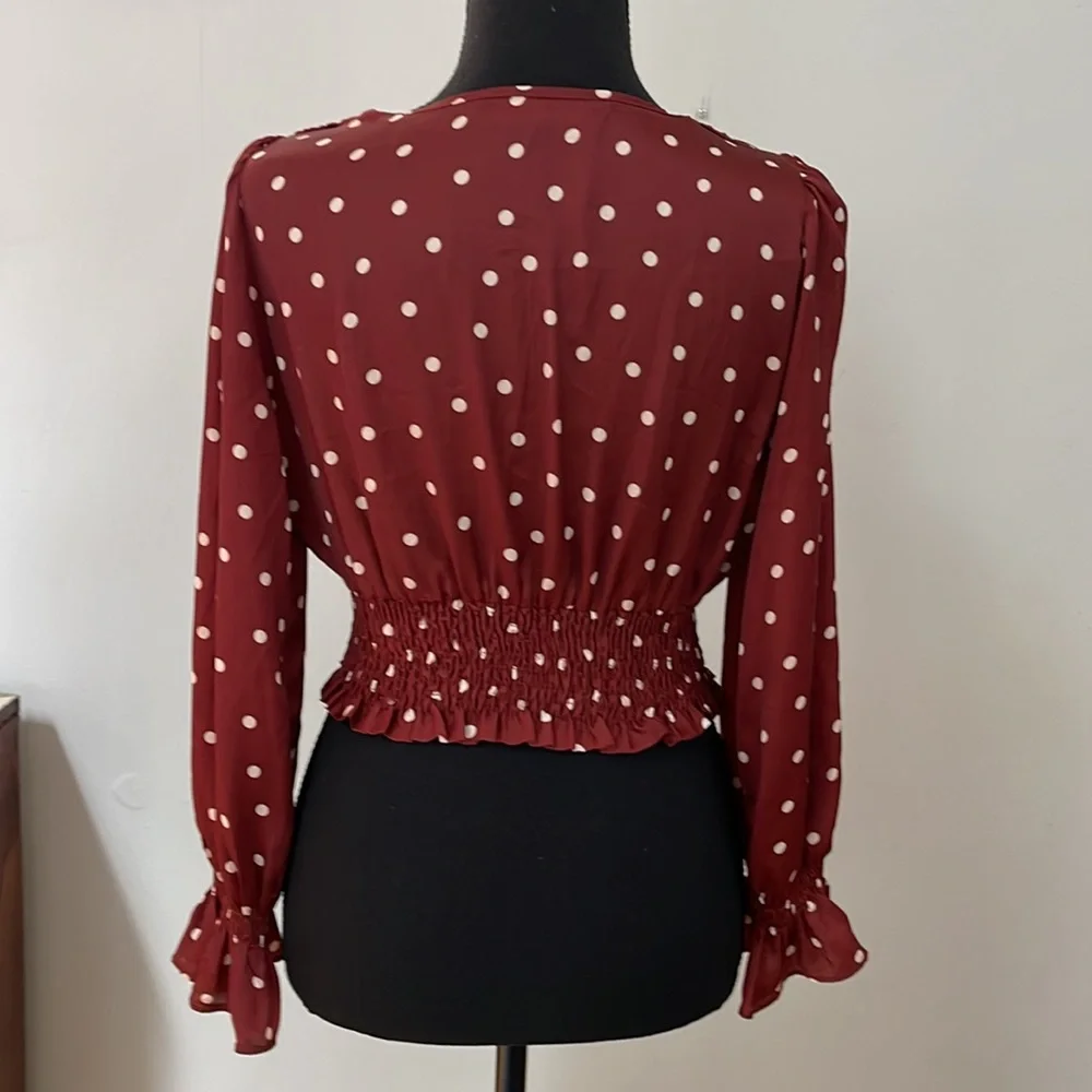 Zara long sleeve crop top. Cognac. Size XS - Picture 3 of 4